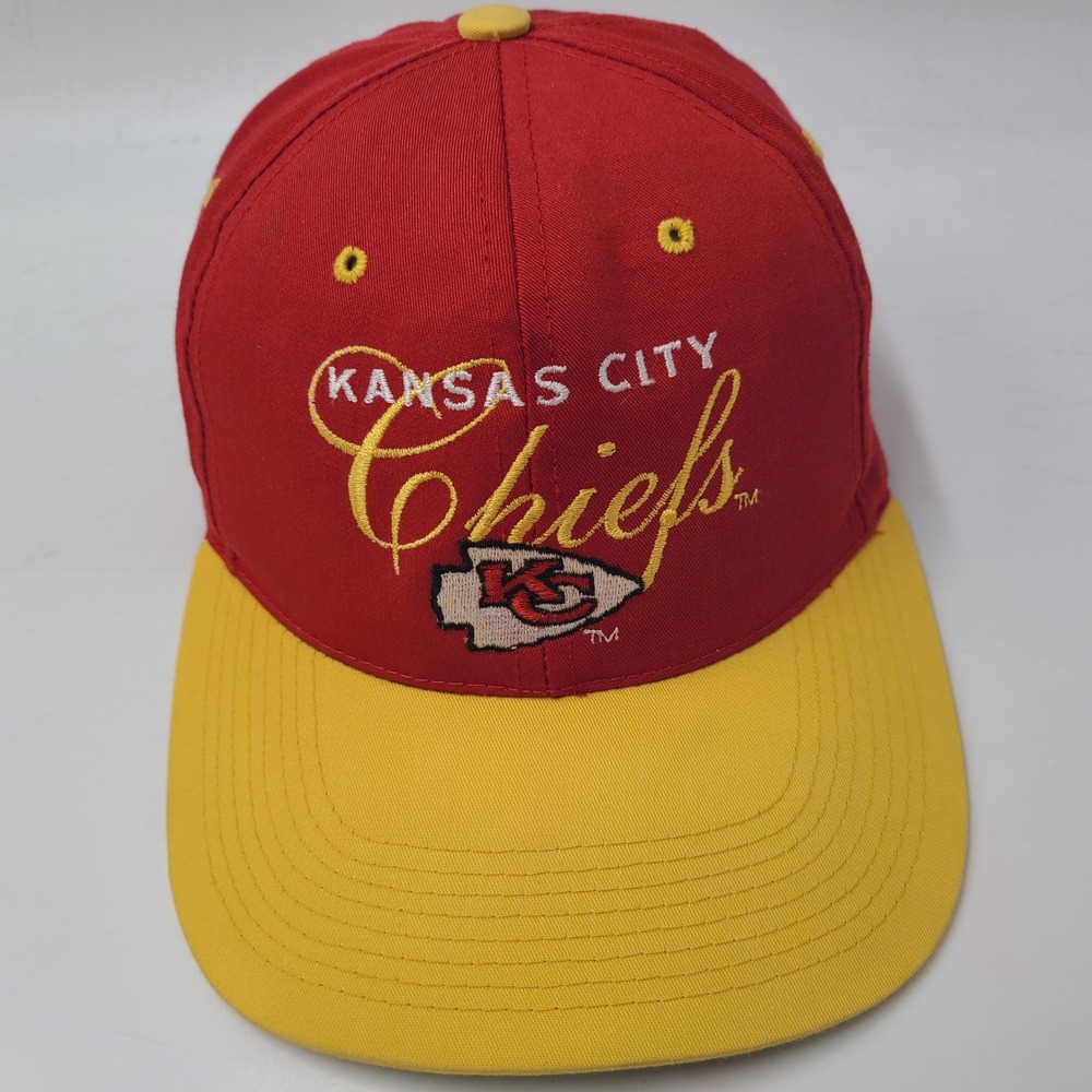 Vintage Kansas City Chiefs Hat Snapback Drew Pearson Red Yellow NFL Football Men